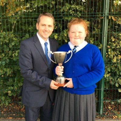 Mr Toner presents the Cup to Orlagh